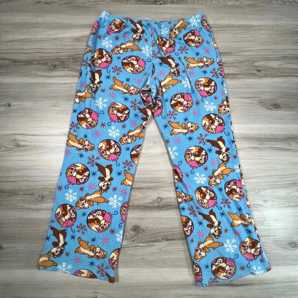 Disney Chip and Dale Pajama Pants‎ Loungewear Blue Women's Medium Cartoon - Picture 2 of 7